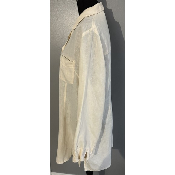 Soft Surroundings Womens L Hidden Button Blouse Cotton Popover Tunic Side Slits - Picture 2 of 8